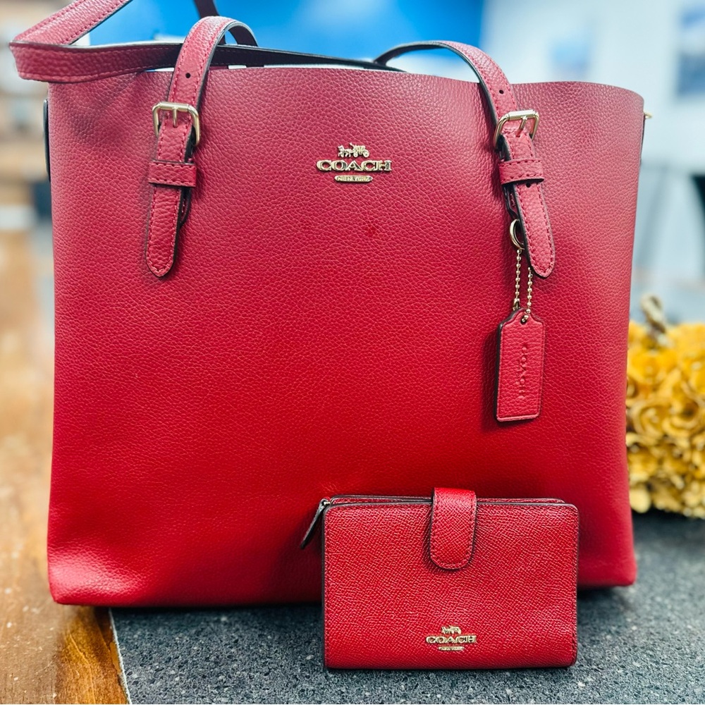 Coach NWOT Red bag, super cute w/matching wallet.
